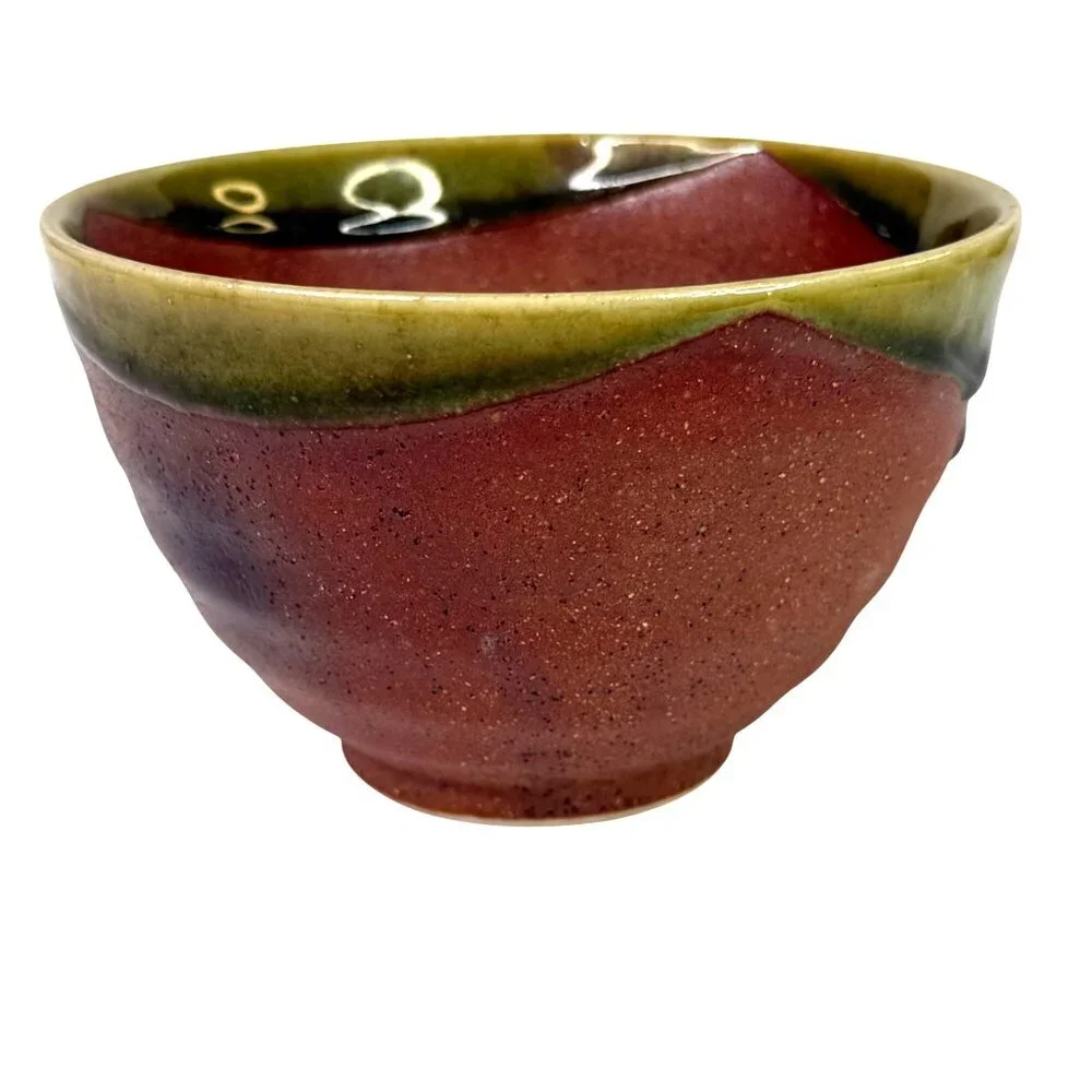 5 Hand Thrown Pottery Bowls Terracotta With Green Drip Glaze Edge Studio Art - Picture 11 of 11